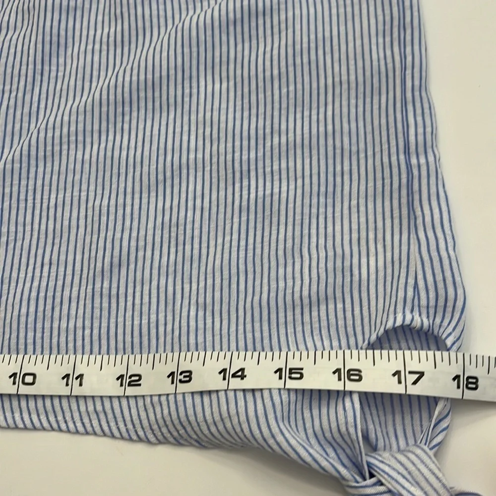 L’ Academie romantic sleeve blue & white pinstripe shirt size S - Picture 15 of 16